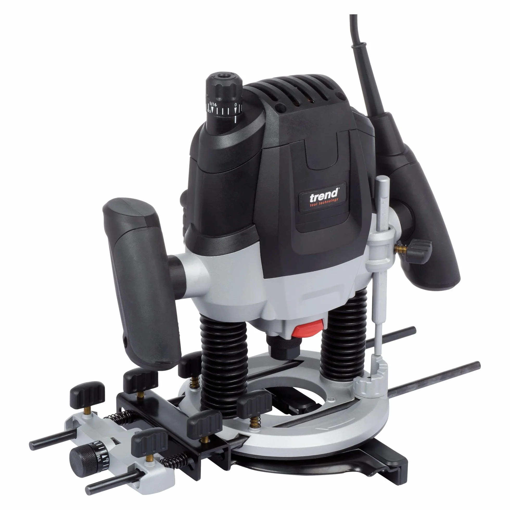 Trend T7 Oberfräse 2100 W, 12 mm Spannzange, variable Drehzahl, 50 mm Frästiefe, Sanftanlauf, 230 V, für Arbeitsplatten, Nuten und Profilfräsungen, im Koffer, T7EK/EURO