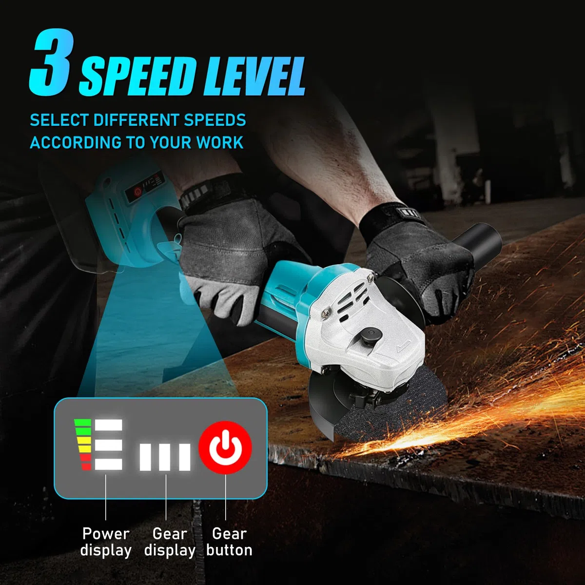 Akku Winkelschleifer Kompatibel mit Makita 18V, 125mm Kabelloser Akku Schleifer Bürstenloser Winkelschleifer mit 1x4000mAh Batterie, Schleifscheiben, Scheibenschutz