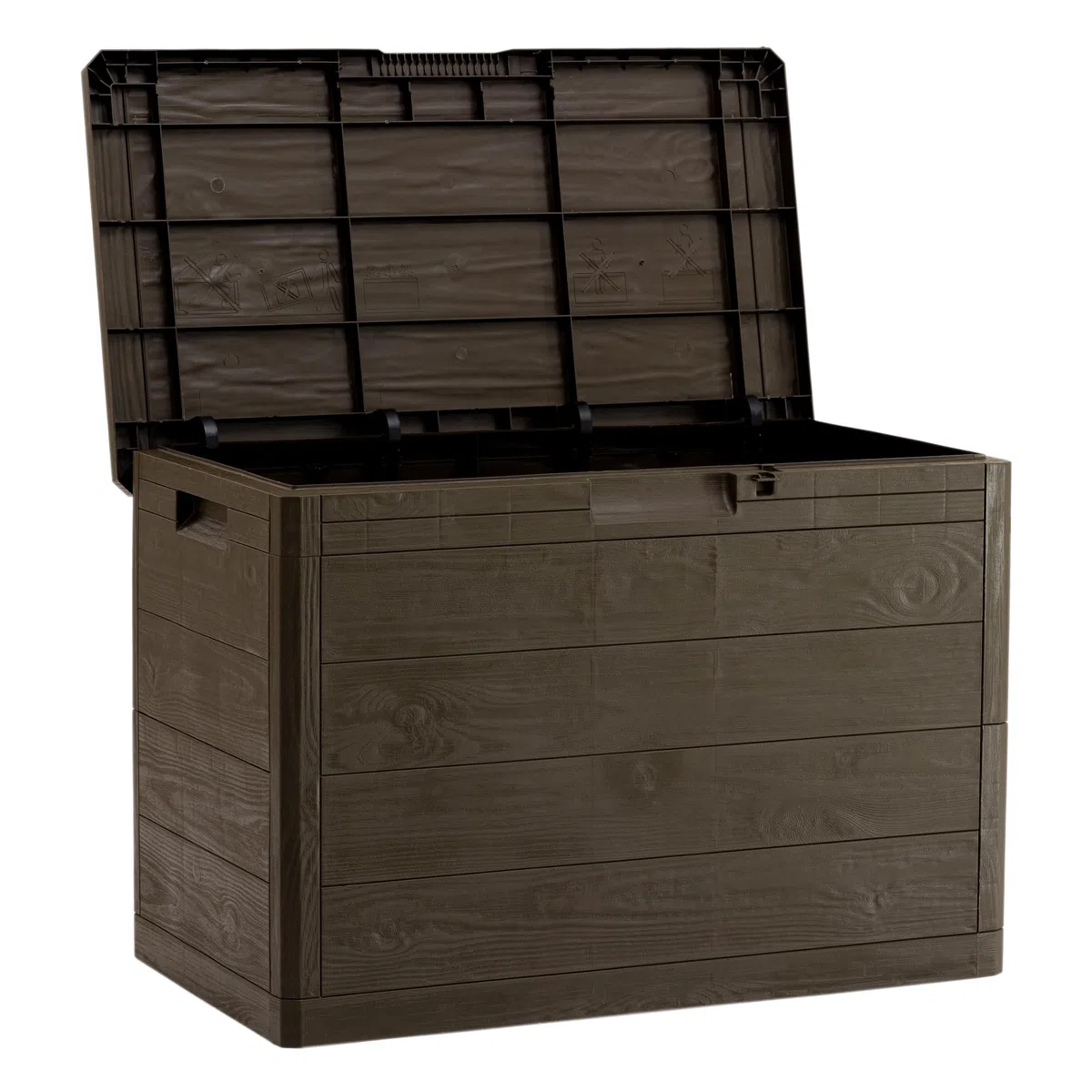 Toomax Truhe Multibox Woody's 160L Gepäckträger für den Außenbereich, Holzoptik, Maße 77,5 x 44,5 x 52,7 cm, Braun