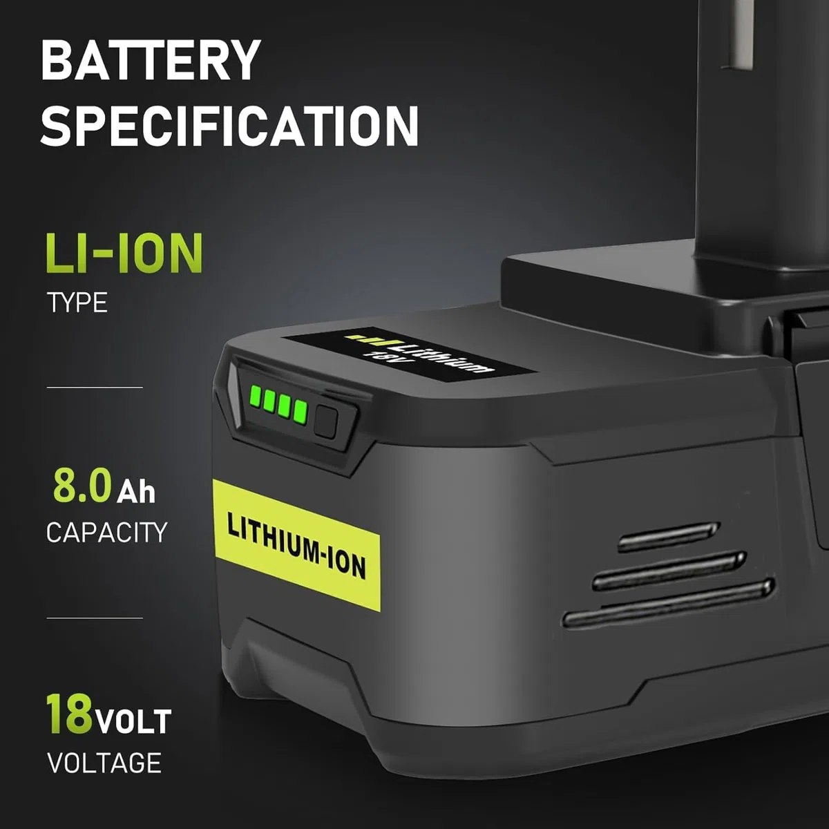 2 Pack 18V 8.0Ah/8000mAh Lithium-Batterie und P117 ladegerät für Ryobi P108 akku One+, Li-ION-Ersatzbatterie und Ladegerät für Ryobi 18V One+ P107 P108 P104 P105 P102 P103 Werkzeuge