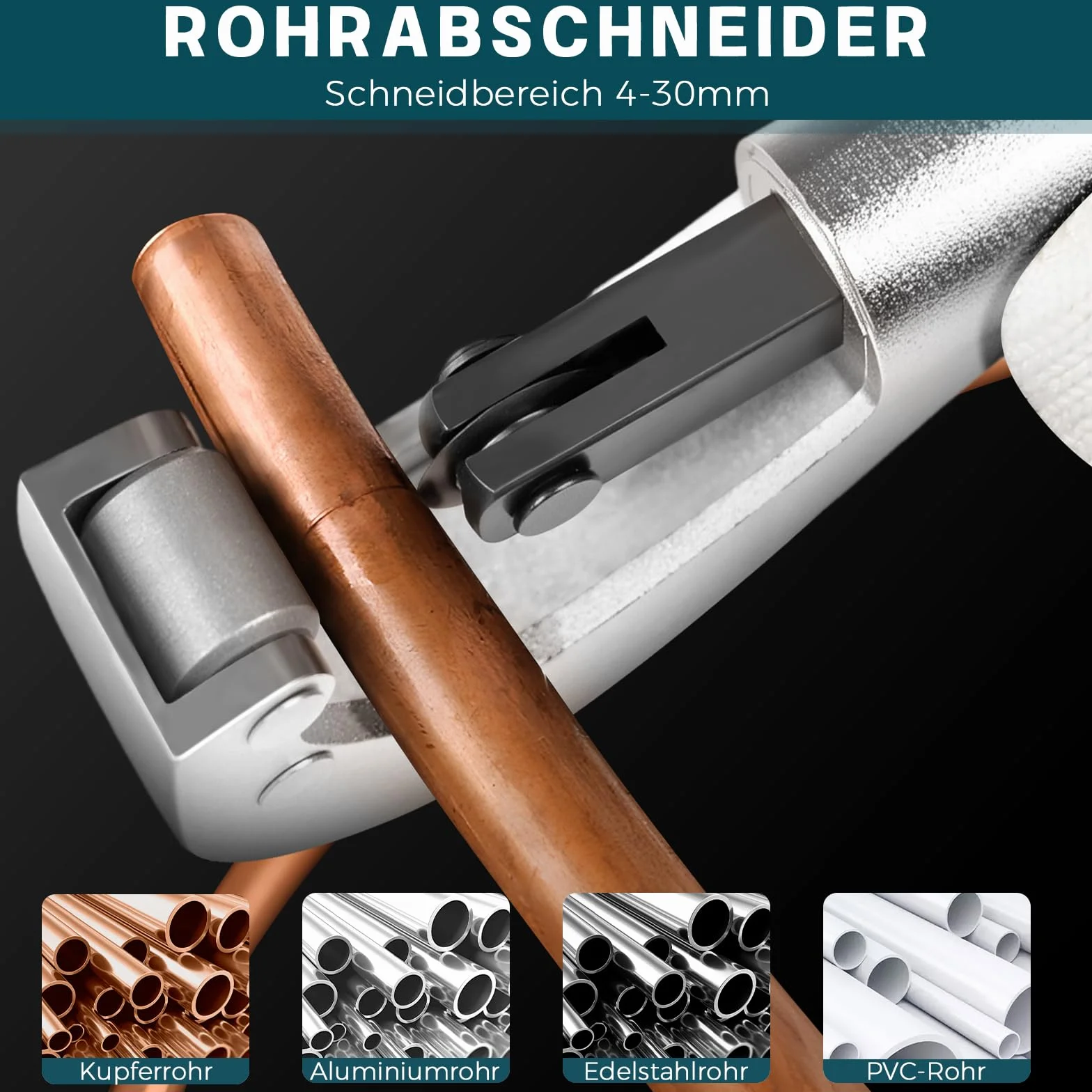 Profi Presszange Kupferrohr V-Kontur und TH-Kontur mit Rohrabschneider und Entgrater, Handpresszange Kupferrohr Presszange Verbundrohr mit V12 V15 V18 V22 V28 Und TH16 TH20 TH26 TH32, Blau