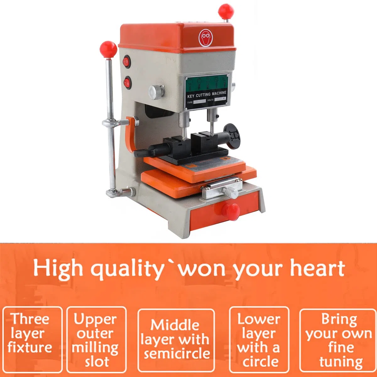 Schlüsselkopiermaschine, 100W 220V Professionelle Universal Schlüsselfräsmaschine Säulenbohrmaschine, Schlüsselfräse Schlüsselvervielfältiger Schlosser Werkzeug, 8000 r/min