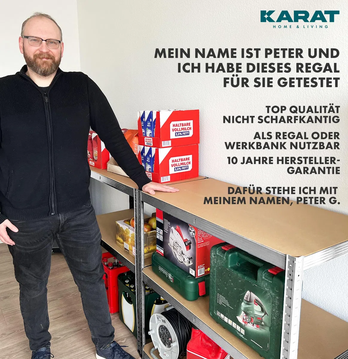 KARAT Schwerlastregal, 180 x 90 x 60 cm Steckregal, Kellerregal, Lagerregal, Metallregal - aus Stahl Metall - 5 verstellbare Böden (Verzinkt)