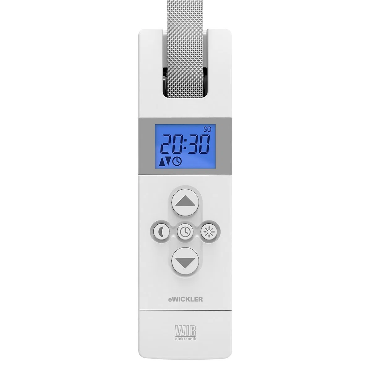 WIR elektronik eWickler Comfort eW820, elektrischer Rollladen-Gurtwickler Unterputz, mit Display, für 17–23 mm Gurtband, automatische Fahrzeiten