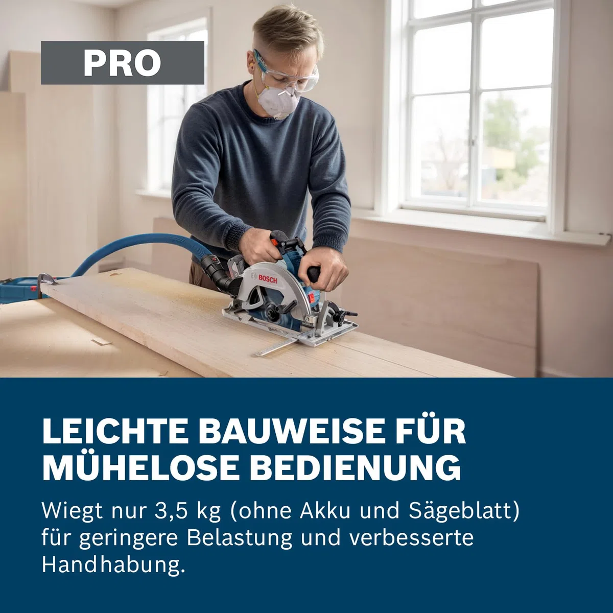 Bosch PRO 18V System Akku-Kreissäge GKS18V-68-2 (inkl. Gehrungsanschlag, Sägeblatt, L-BOXX 238)