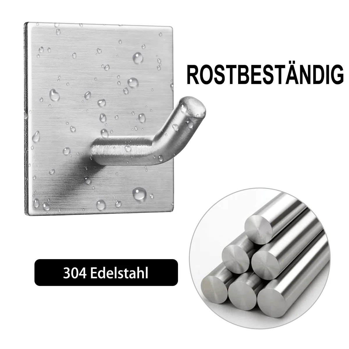 FOMANSH Selbstklebender Haken, Handtuchhaken ohne Bohren, starker rostfreier Edelstahl Wandhaken, Halter am Wand, Aufbewahrung für z.B. Schlüssel Handtuch Kleid, für Bad Toilette Küche Büro, 4 Packs