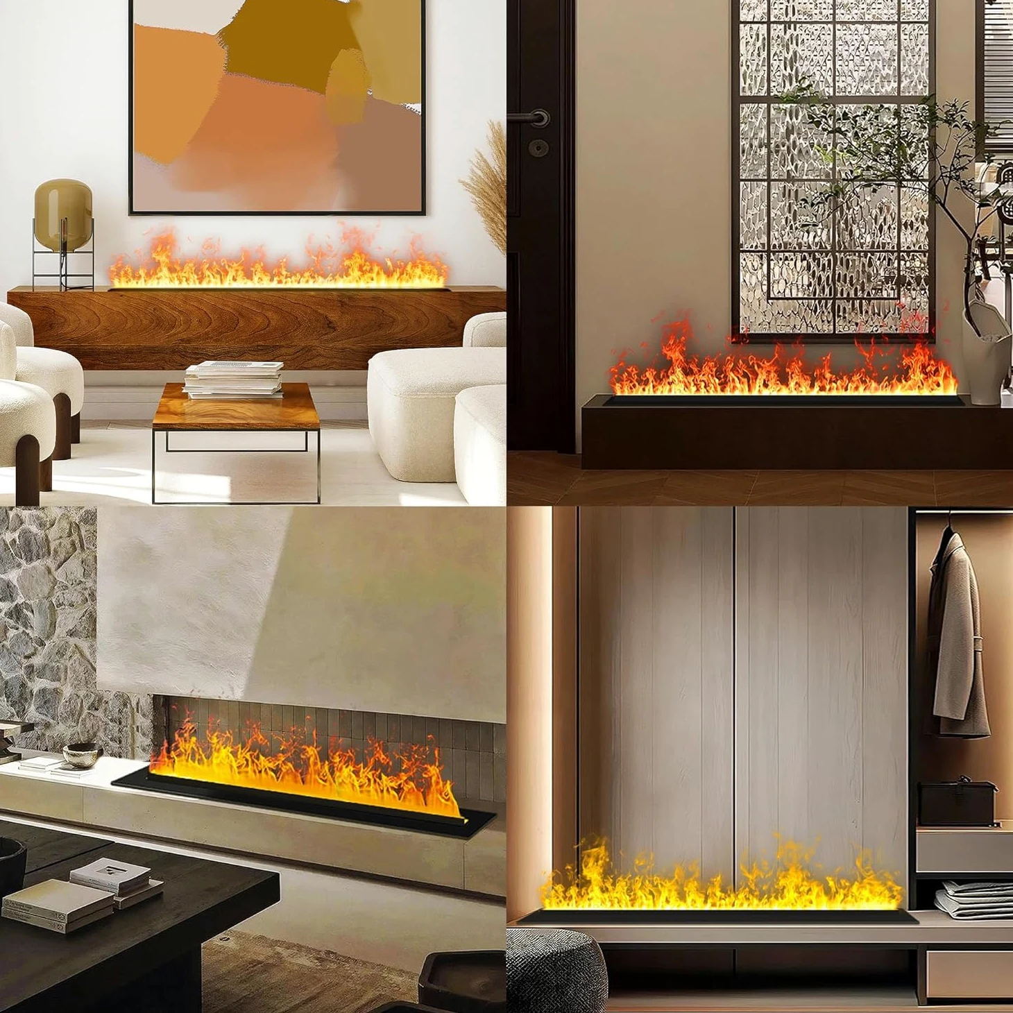 Wasserdampf-Kamin, elektrischer Kamin, 3D-Flammeneffekt, leise Funktion, Fernsteuerung [80cm, unbeheizt]