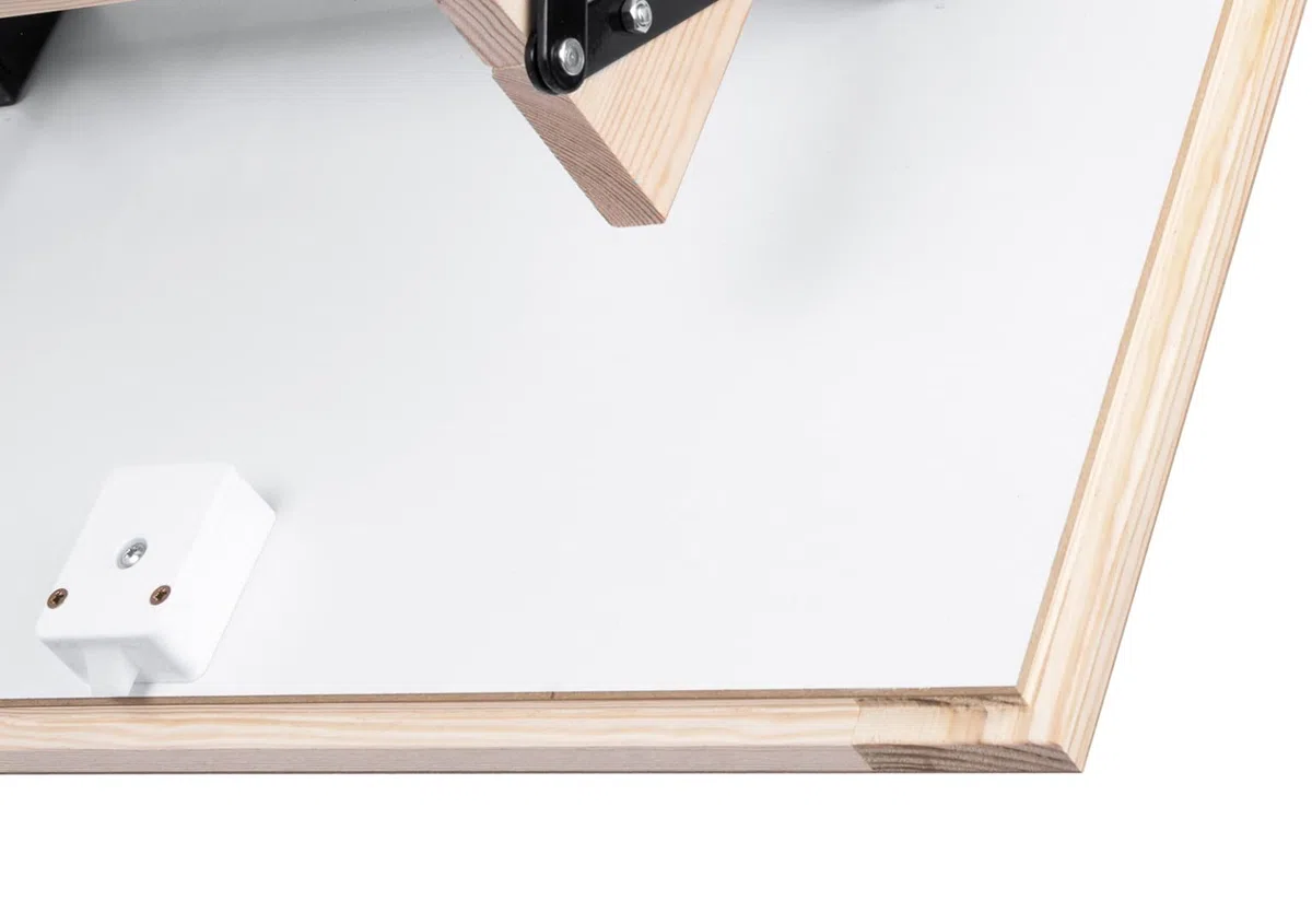 Bodentreppe 110x60 cm Termo PS – Gedämmte Speichertreppe Holz U-Wert 1,22 W/m²K, Dachbodentreppe mit Handlauf & Füßen, Klapptreppe 3-teilig bis 280cm Raumhöhe, 160kg Belastbar