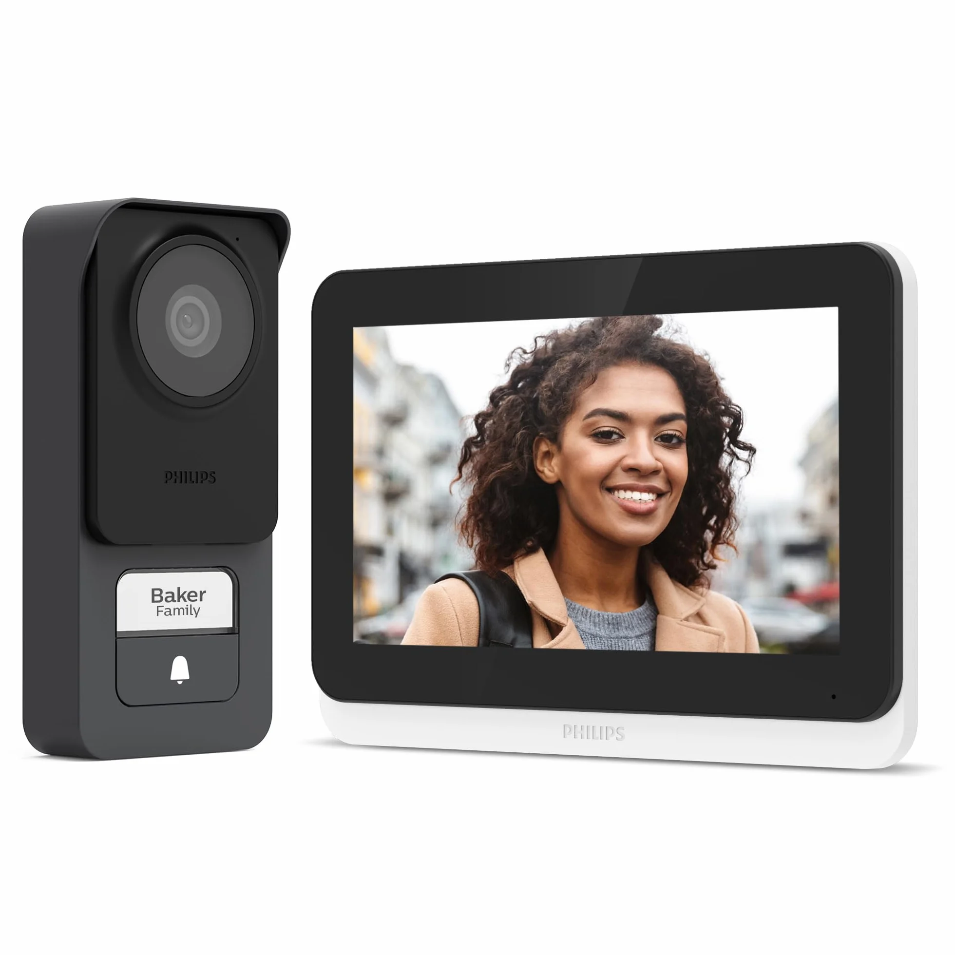 Philips WelcomeEye Connect 3 WLAN-Video-Türsprechanlage, 2-Draht-System, 7" Touchscreen, 3K-Auflösung, Dualband-WLAN, RFID-Badges, Farb-Nachtsicht, Alexa kompatibel