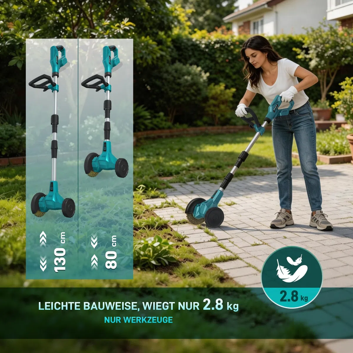 ohyes Akku-Fugenreiniger Kompatibel mit Makita 18v B Series Batterie mit verstellbarem Teleskopführungsgriff für Garten und Hof(Batterie Nicht enthalten)