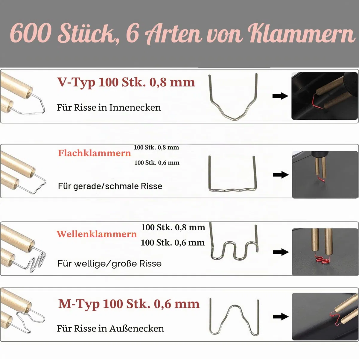 220W Kunststoff Schweißgerät Auto Stoßstange Reparaturset,2-in-1 Kunststoffs Reparaturset mit 800PCS Klammern 64pcs 8 Typen Kunststoff-Schweißstäbe,Kunststoffs Schweißen,Hot Hefter für Auto Stoßstange