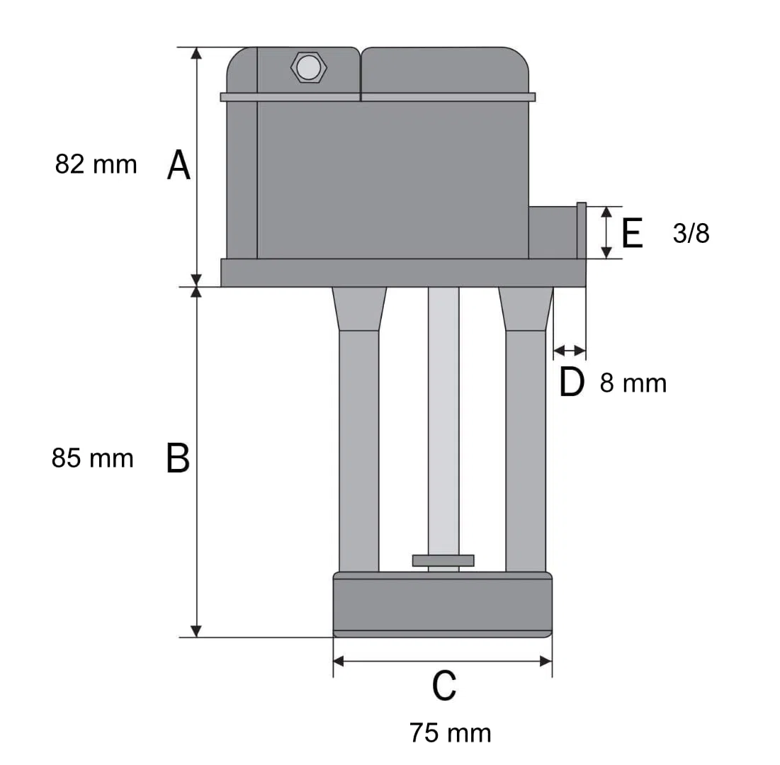 SMI Kühlmittelpumpe 85 mm Eintauchtiefe für Bandsägen, Drehmaschinen, Kreissägen, Fräsmaschinen