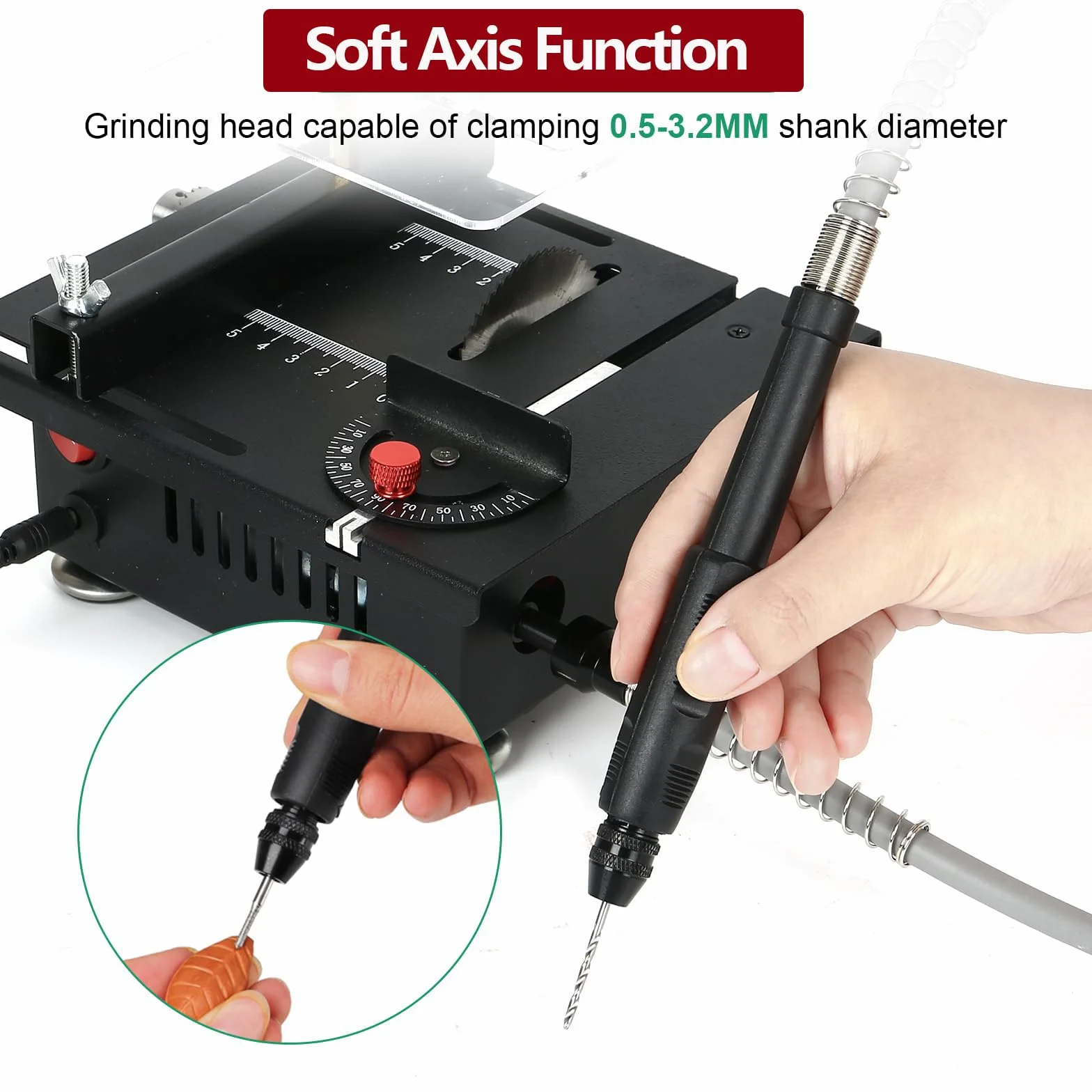 Mini Tischkreissäge, Einstellbarer Geschwindigkeit und Höhe, 100W Multifunktionale Tragbare Präzisions DIY Miniatur Tischkreissägen mit 4 Klingen, 0,1-16mm Sägeblatt,für Handwerk Handgefertigtes Holz