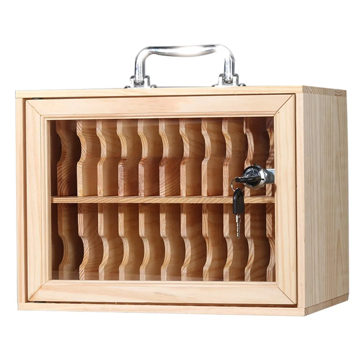 Handyaufbewahrung, Persönliche Aufbewahrungsbox Mit 12/15/20/25/30/40 Steckplätzen, Transparentes Handyschließfach Mit Schloss, Desktop-Handy-Aufbewahrungsschrank (Wood, 24 Slots)