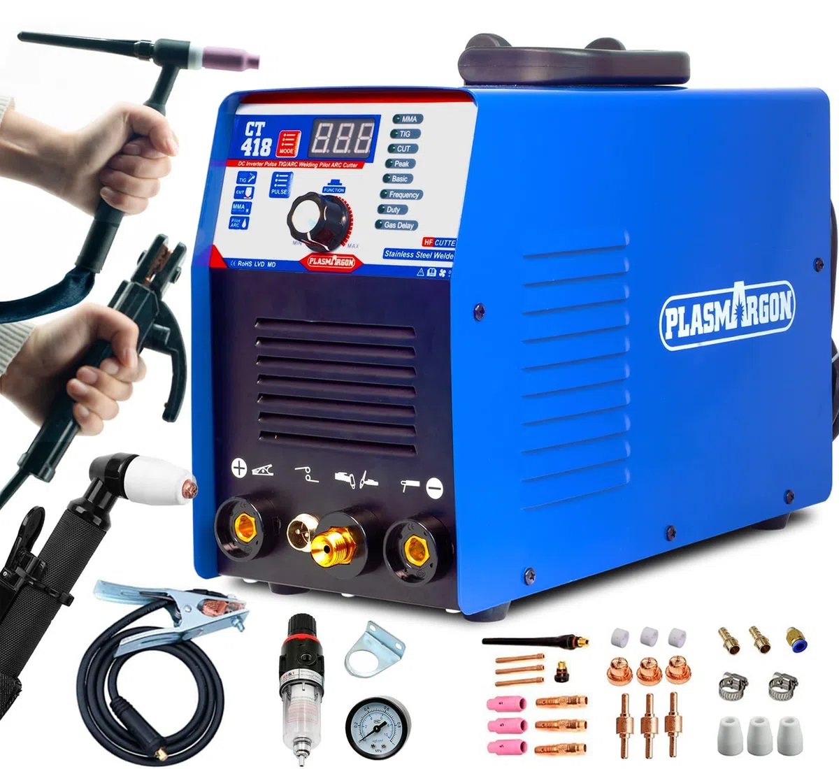 Puls WIG Schweißgerät 180A Plasmaschneider 40A MMA Schweißgeräte 160A - 3 in 1 Kombi Schweißmaschine CT418, IGBT, 230V