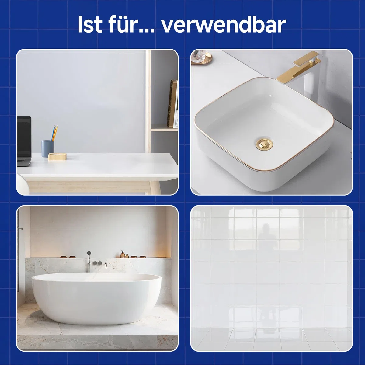 Badewannenlack Weiß 1kg, Fliesenfarbe Badezimmer Fliesenlack, Hochdeckende, wasserbeständige Badewannenfarbe, Badewannen Reparaturset weiß,ideal für Badewanne, Duschwanne und Waschbecken