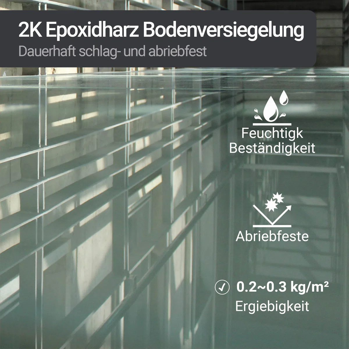 WO-WE 2K Epoxidharz Bodenversiegelung Bodenbeschichtung Klar/Farblos - 3Kg