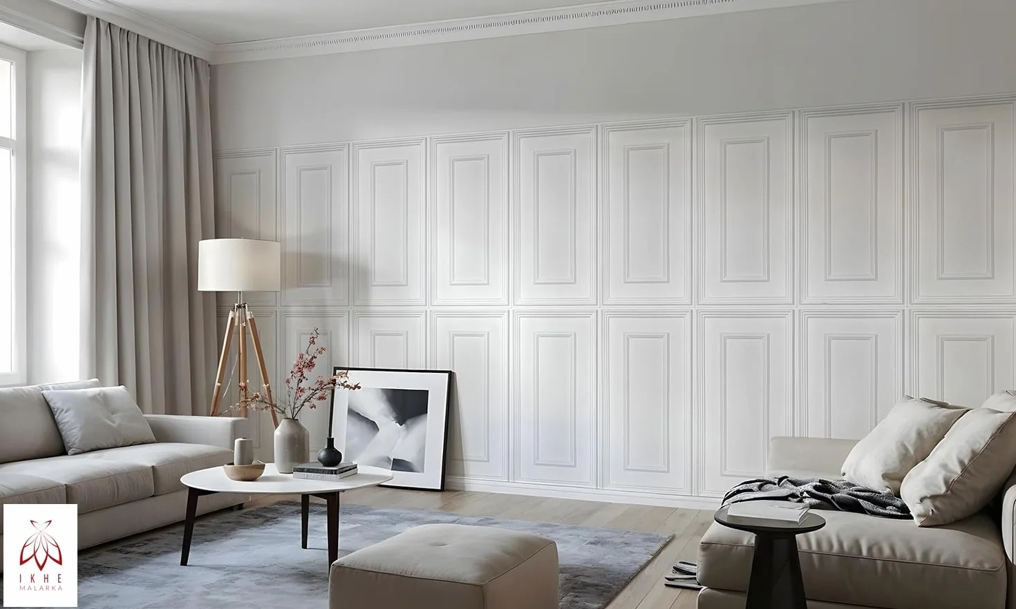 3D Wandpaneele Kunststoff PVC 100x50cm – Italienisches Design – Klassische Zierleistenoptik, Wasserfest, Moderne Rahmen Wandverkleidung für Wohnzimmer, Schlafzimmer & Flur (Weiß TD100) 20 Stück