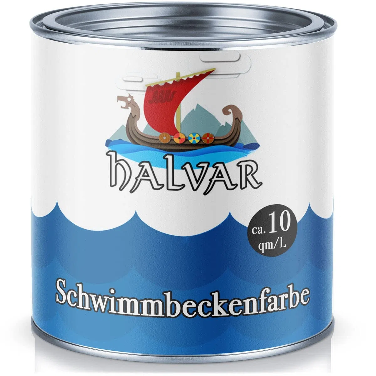 Halvar Schwimmbeckenfarbe skandinavische Poolfarbe Schwimmbadfarbe Schwimmbeckenbeschichtung in Blau Weiß Grün (2,5 L, Blau)