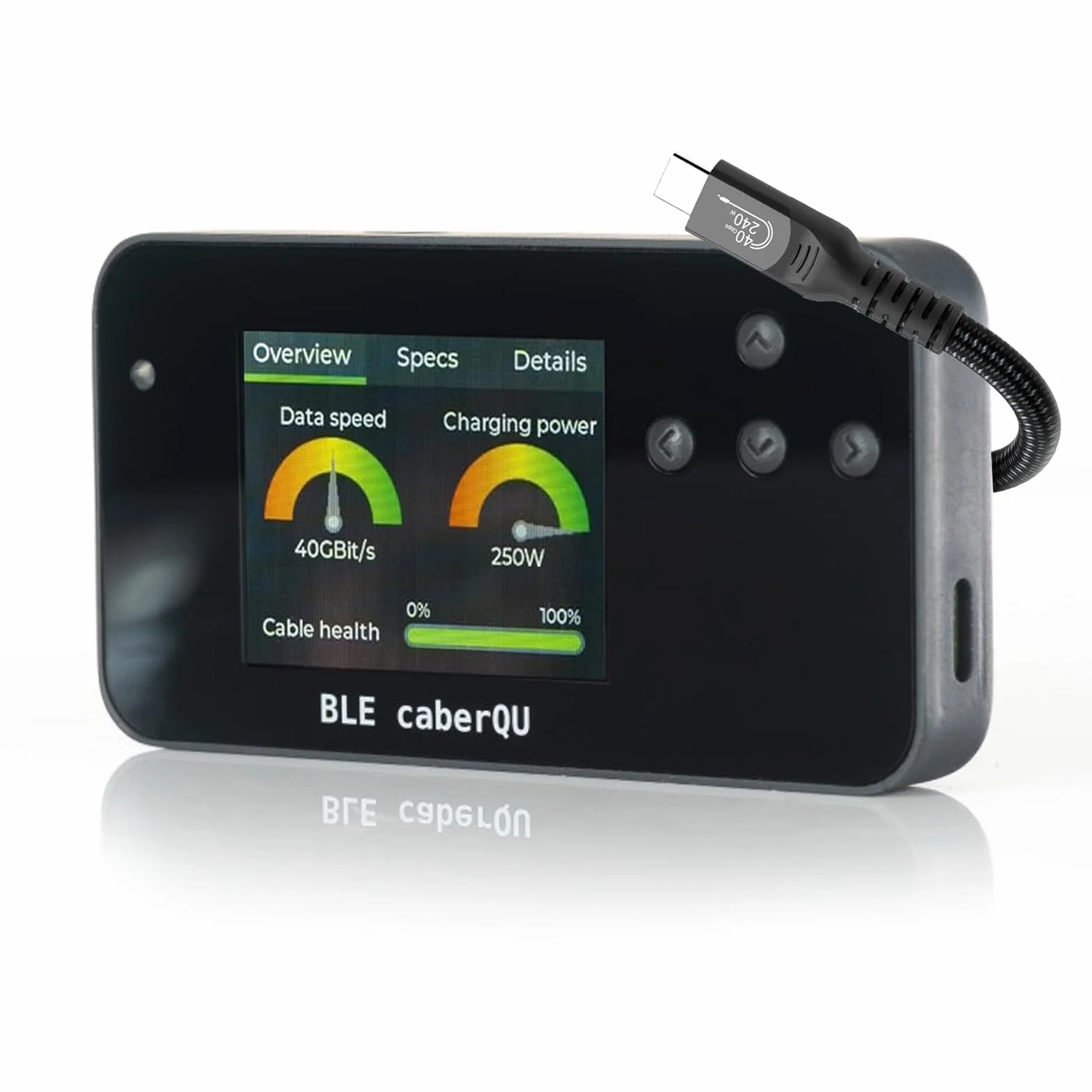 BLE caberQU Digitaler USB-C-Kabeltester, USB PD 3.0/3.1/3.2 eMarker-Anzeige, 25-polige Kontinuitäts-Pinbelegung, USB 2/3/4, Kabelwiderstand, iOS & Android App (BLE caberQU Sicherheitsset)