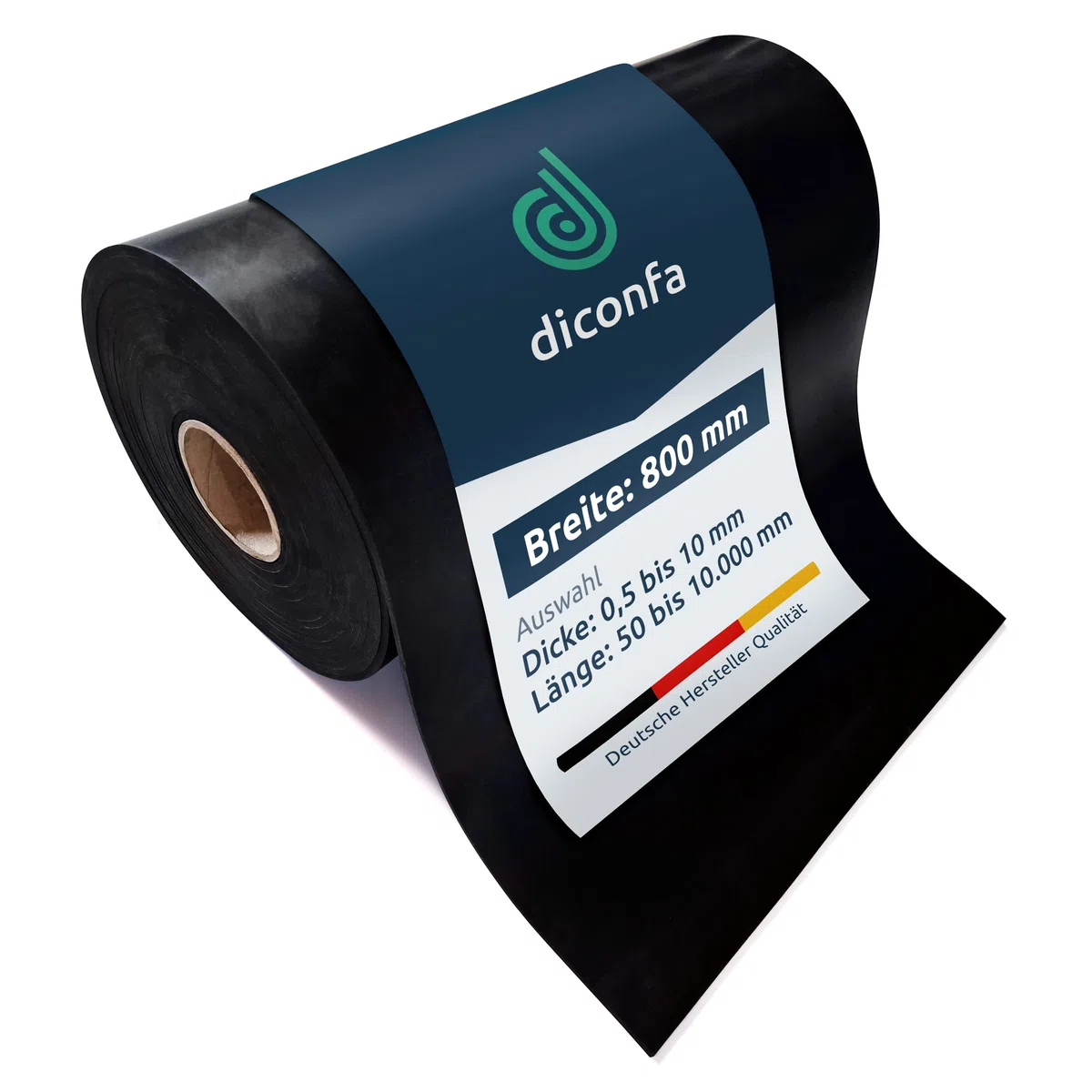 diconfa Gummimatte BREITE 800mm (80cm) - WÄHLBAR - Dicke: 1 bis 10mm - LÄNGE: 0,05 bis 10m - Auswahl: 2000mm (200cm) lang, 8mm stark - Gummistreifen Meterware schmal Gummiunterlage Gummiplatte