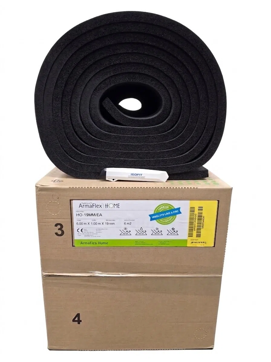 Armaflex Home 6 / 10 / 19 mm selbstklebend (Volle Kartons & Zuschnitte) (19 mm, 6 m2) + Original ISOFIT Cuttermesser