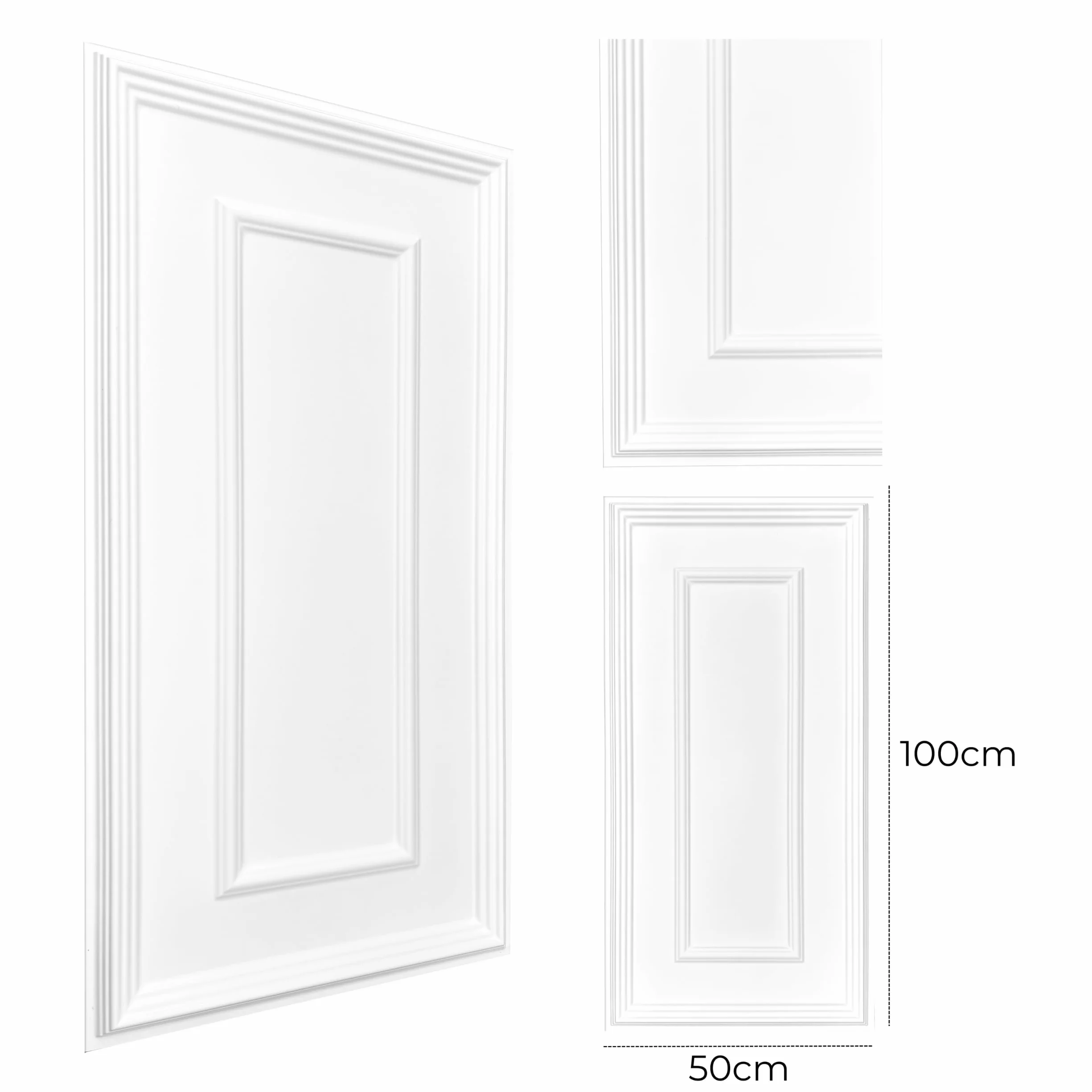 3D Wandpaneele Kunststoff PVC 100x50cm – Italienisches Design – Klassische Zierleistenoptik, Wasserfest, Moderne Rahmen Wandverkleidung für Wohnzimmer, Schlafzimmer & Flur (Weiß TD100) 20 Stück