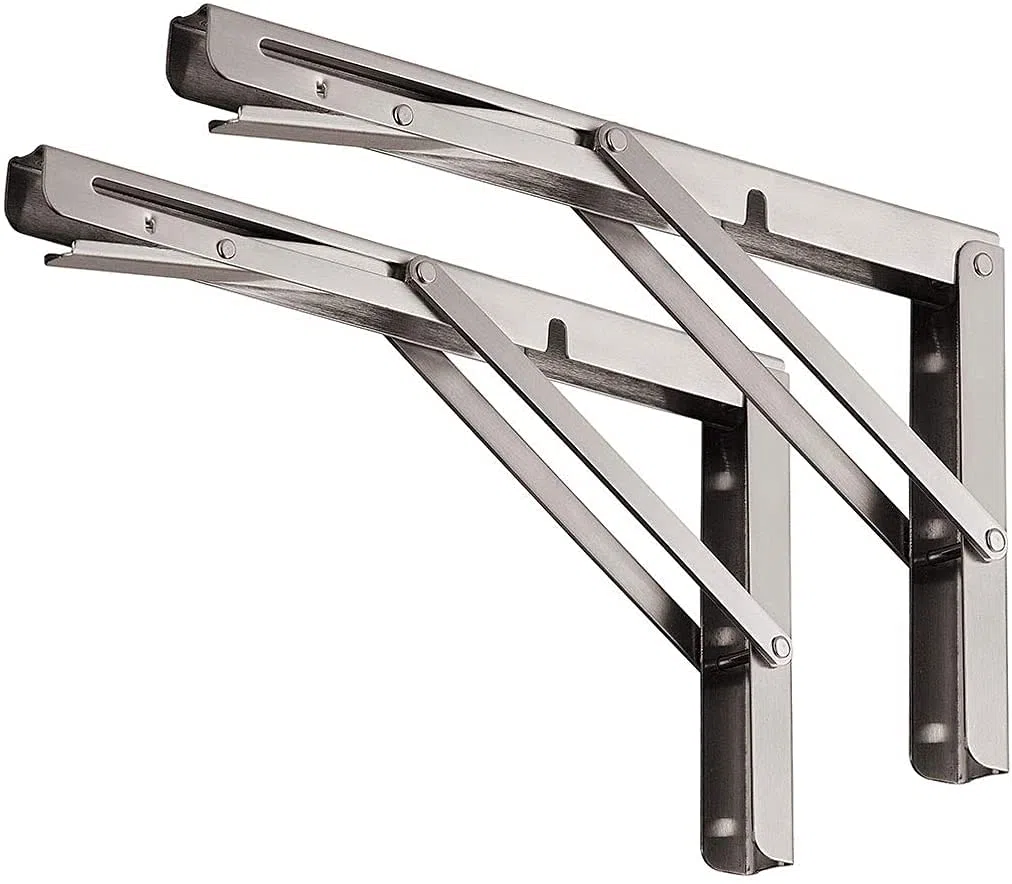 YUMORE Klappkonsole Schwerlast 500mm,Klappregalhalterungen Edelstahl Regalträger Max Load 330 lbs Wandmontierte Schwimmende Tischhalter dreieckige Halterungen für DIY Werkbank Platzsparende, 2er-Pack