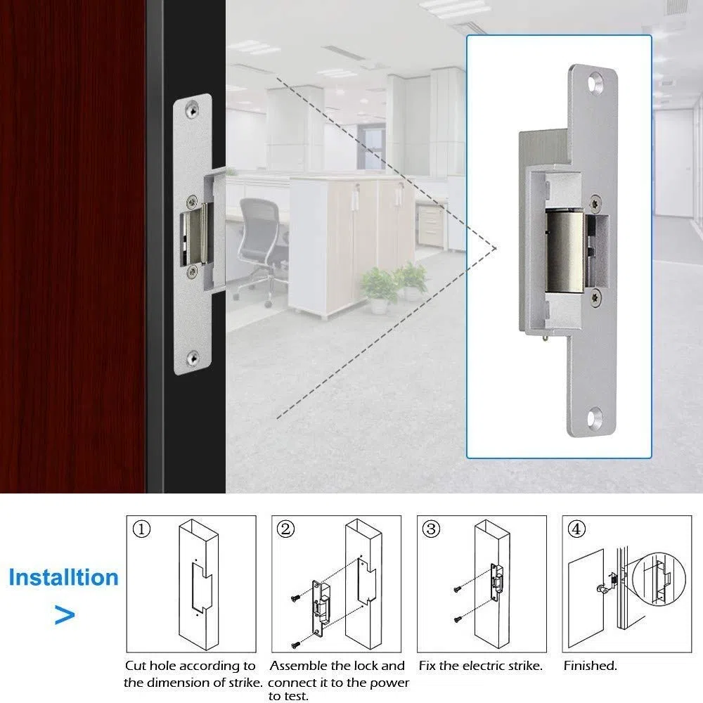 Kartenkennwort Fingerabdruck RFID-Türzugriffskontrollsystem-Kit,Home Security Proximity Door Entry-Tastatur,Ausgangstaste,10 Schlüsselanhänger (NC Electric Strike Lock)