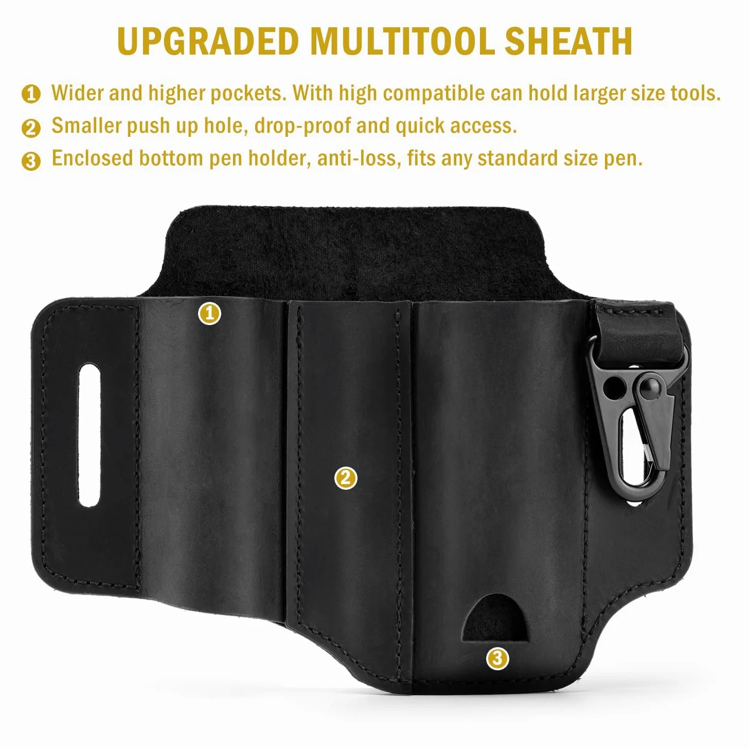 VIPERADE PJ29 EDC Lederscheide, Multitoolscheide/Werkzeuge Holster/Messergürtelscheide/Taschenlampenscheide für Leatherman Multitools/Messerscheide, handgefertigte Organizerscheide
