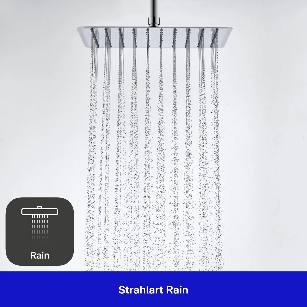Duravit Universal Duschkopf aus Edelstahl, Duschbrause mit Strahlart Rain, Duscharmatur eckig (300 mm), Kopfbrause im Winkel verstellbar, Regendusche, Chrom