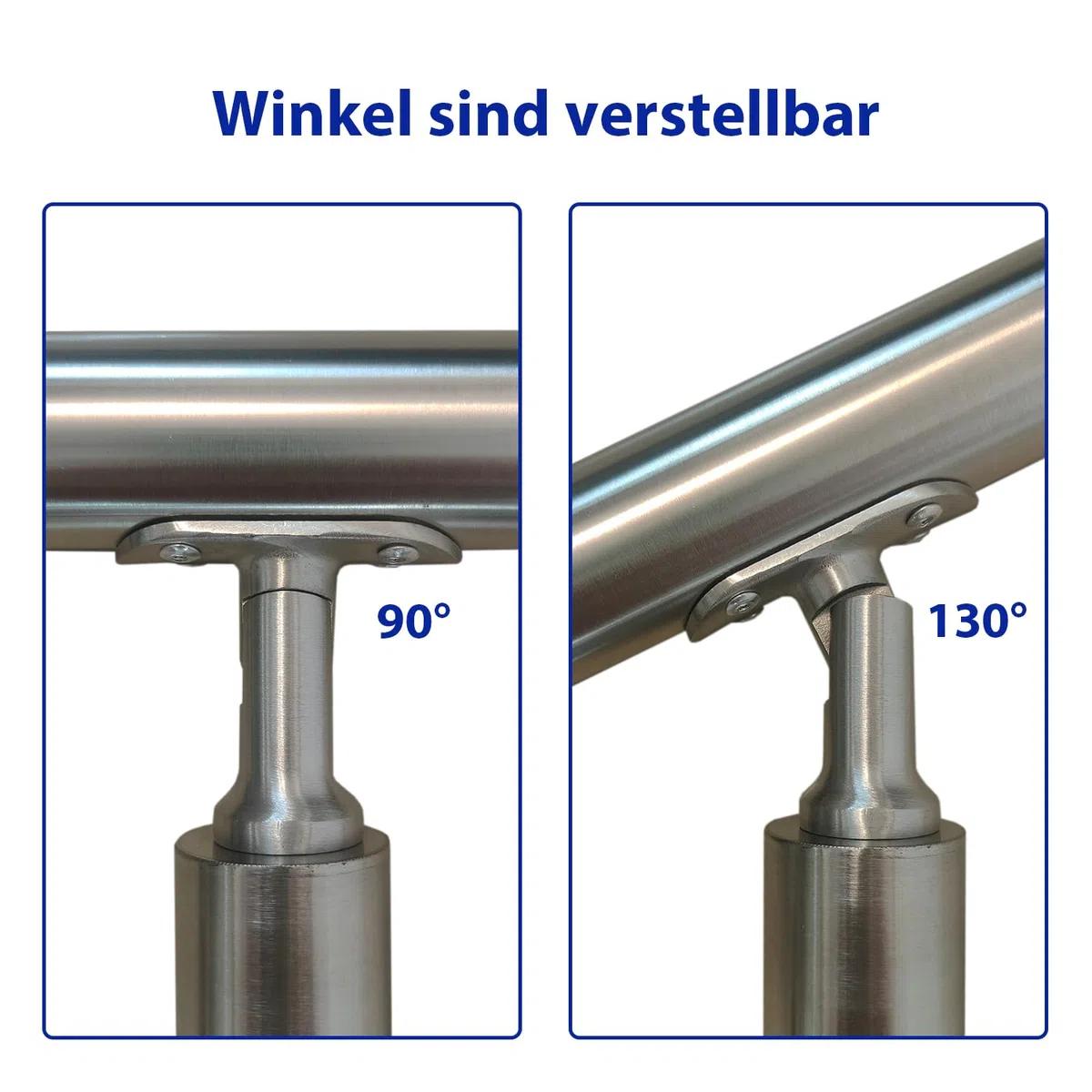 V2A Edelstahl Geländer für Seitliche Montage - Treppengeländer mit 2 Querstreben für Treppen Brüstung Balkon - Innen und Außen Handlauf Geländer Treppengeländer (100CM, 2 Querstreben)