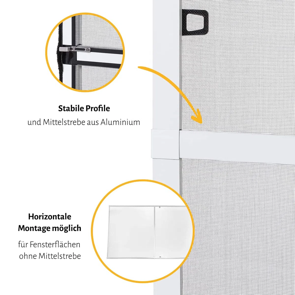 empasa Insektenschutz Fliegengitter für bodentiefe Fenster MASTER SLIM XL extra groß mit Alurahmen individuell kürzbarer Selbstbausatz, 130 x 220 cm, Farbe:weiß