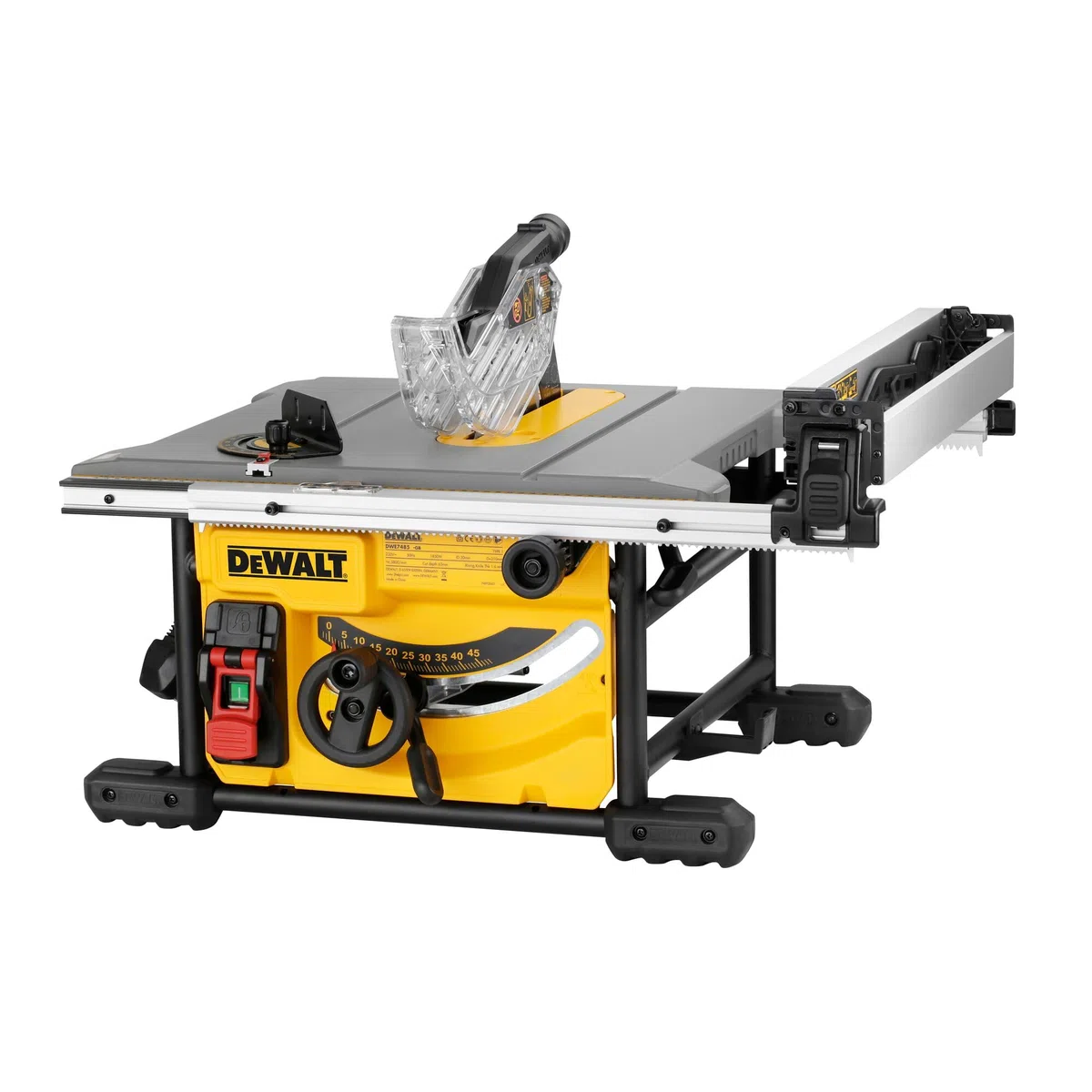 Dewalt Tischkreissäge DWE7485 (1.850 Watt, 210 mm, 65 mm max. Schnittbereich, sehr kompakt, beidseitiger Parallelanschlag, AirLock-kompatible, inkl. Sägeblatt, Schiebestock, Montagewerkzeug)