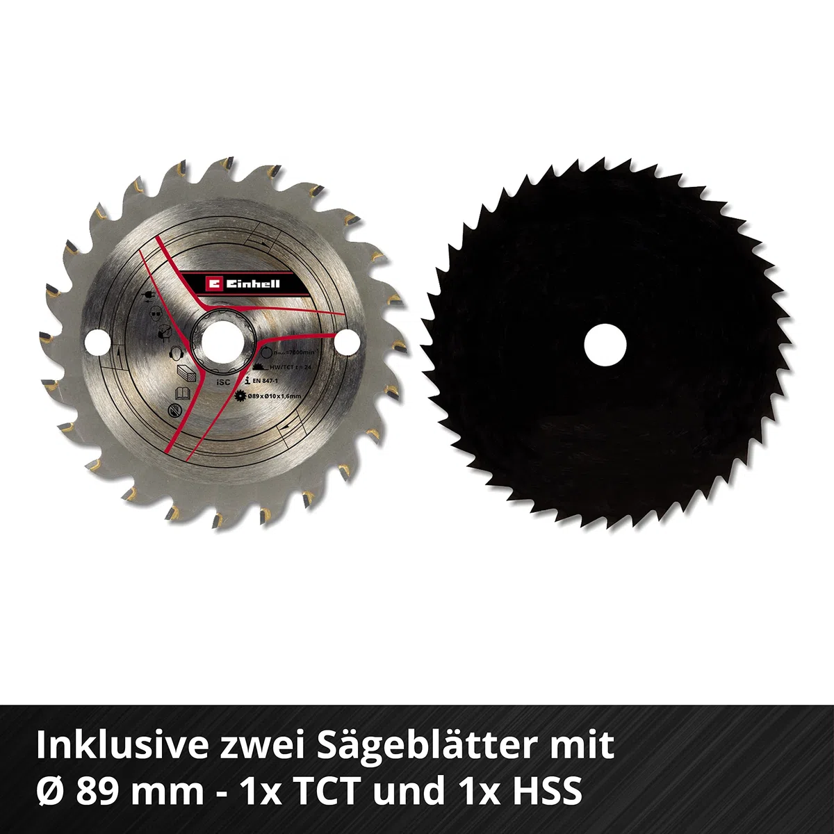 Einhell Akku-Mini-Handkreissäge TE-CS 18/89 Li Power X-Change (Lithium-Ionen, 18 V, max. 28 mm, Sägeblatt Ø 89 mm, Absaugadapter, Parallelanschlag, inkl. 2,5 Ah Akku und Ladegerät)