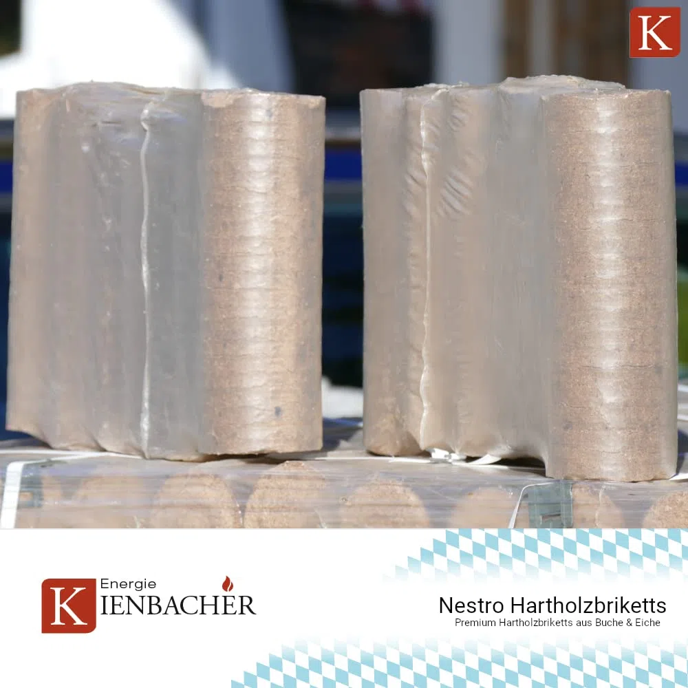 960kg Palette Holzbriketts Nestro Hartholz Briketts Rund Kamin Ofen Brikett Heizbriketts Buche und/oder Eiche Kohle ersetzt ca. 5Ster Brennholz (ENERGIE KIENBACHER BRENNHOLZ, BRIKETTS & CO.)