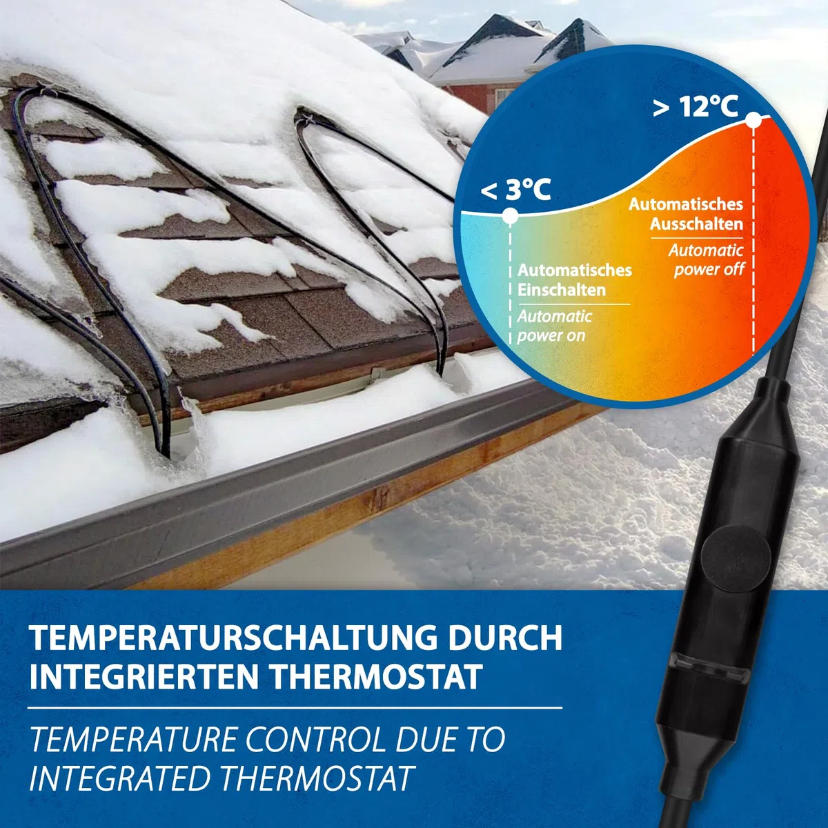 5m Frostschutzheizkabel Set+ FI Schutzschalter + Alu Klebeband + 2x Kabelbinder