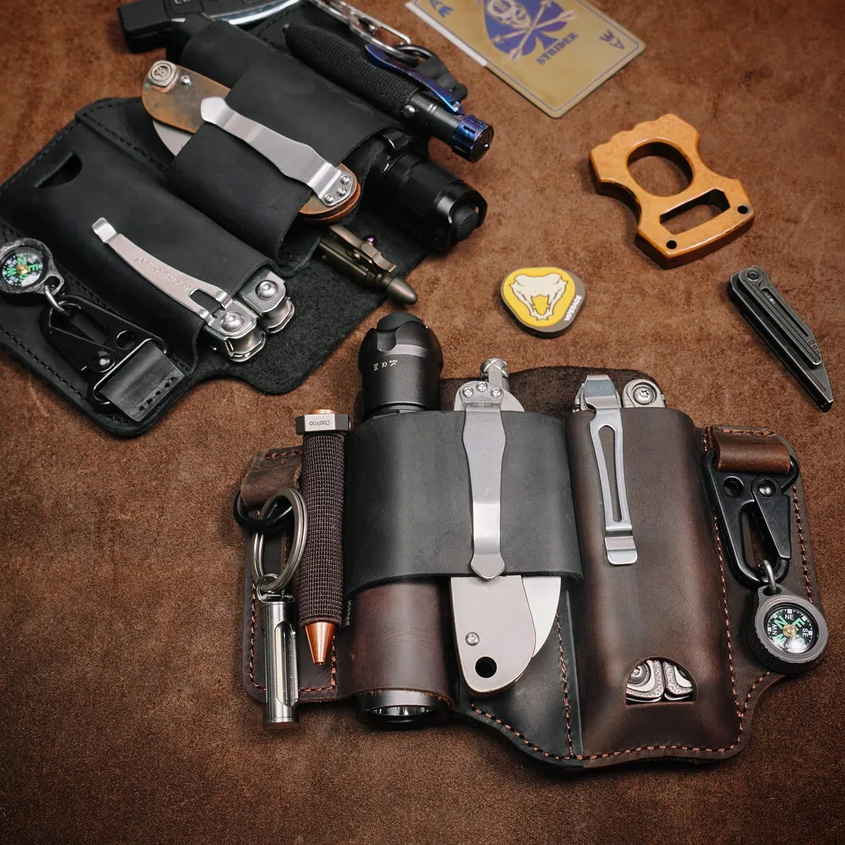 VIPERADE PJ36 Multitool Scheide Lederscheide, EDC Taschen Organizer für Herren für Leatherman Multitool, Taschenlampenhalter und Stifthalter, EDC Gürtel Organizer mit Schlüsselhalter