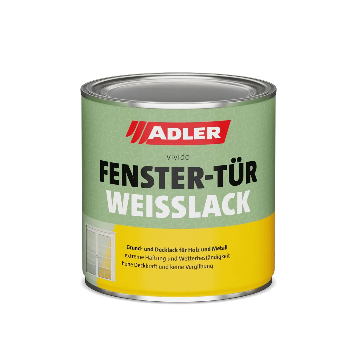 ADLER Fenster- und Türenlack - Weißlack matt 2,5 Liter - Acryl Weisslack für Innen und Außen - Wetterfeste Grundierung und Lackfarbe für Holz, Metall & Kunststoff