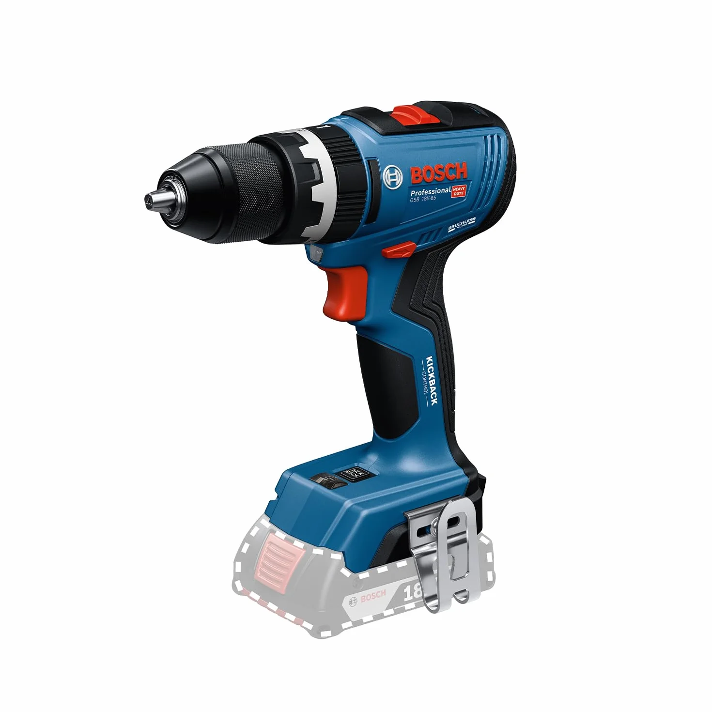 Bosch Professional 18V System Akku-Bohrschrauber GSB 18V-65 (bürstenloser Motor, Kopflänge 175)