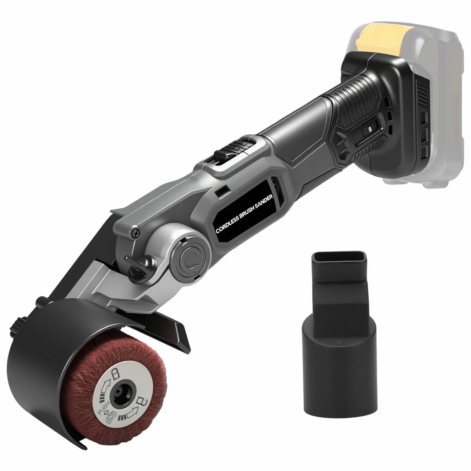 Satiniermaschine Schleifmaschine Bürstenschleif Bandschleifer Für Makita 18V Batterien, 60mm Bürstenkopf, 4000 U/min, 6 Geschwindigkeitsstufen, Verstellbar 0-45°, Metall Holzoberflächenbearbei