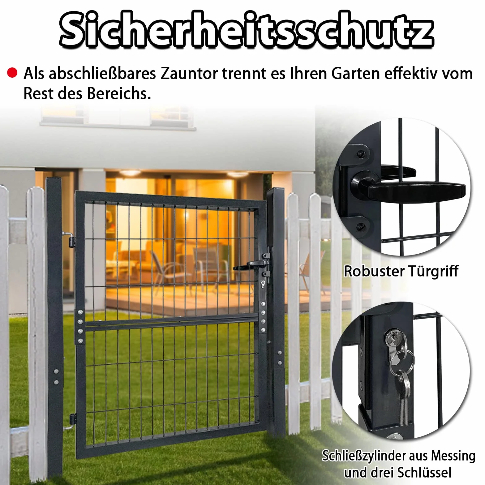 Aufun 150 x100cm Gartentür Gartentor für Stabmattenzaun Hoftor Zauntür Gartenpforte Inkl. Schloss, Pfosten und Befestigungsmaterial, Zauntor, Zauntür, Gartenzaun, Anthrazit