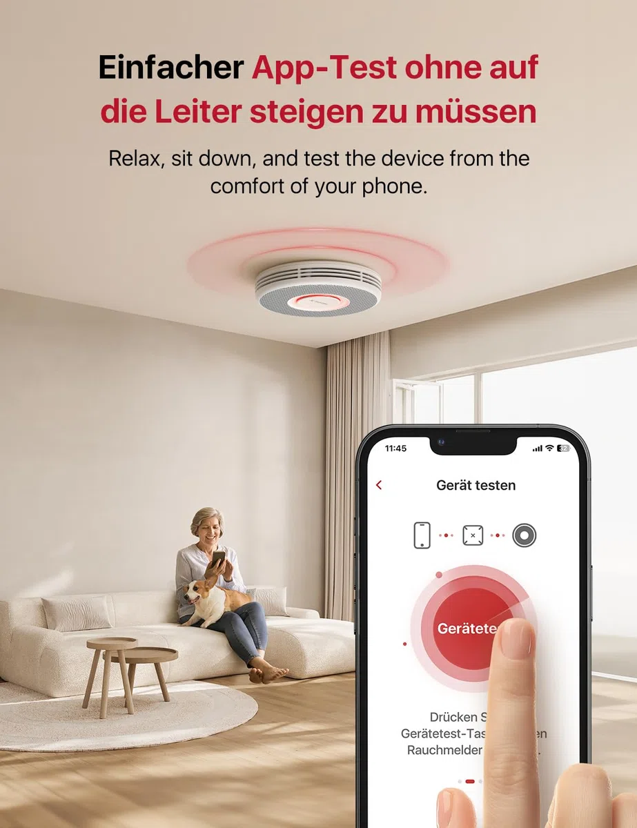 X-Sense Smarter Rauchmelder WLAN mit Sprachausgabe und 17 Standorten, Feuermelder, Rauchmelder vernetzt, 33 mm, Brandmelder mit SBS50 Basisstation, XS0B-MR61, 6 Stück