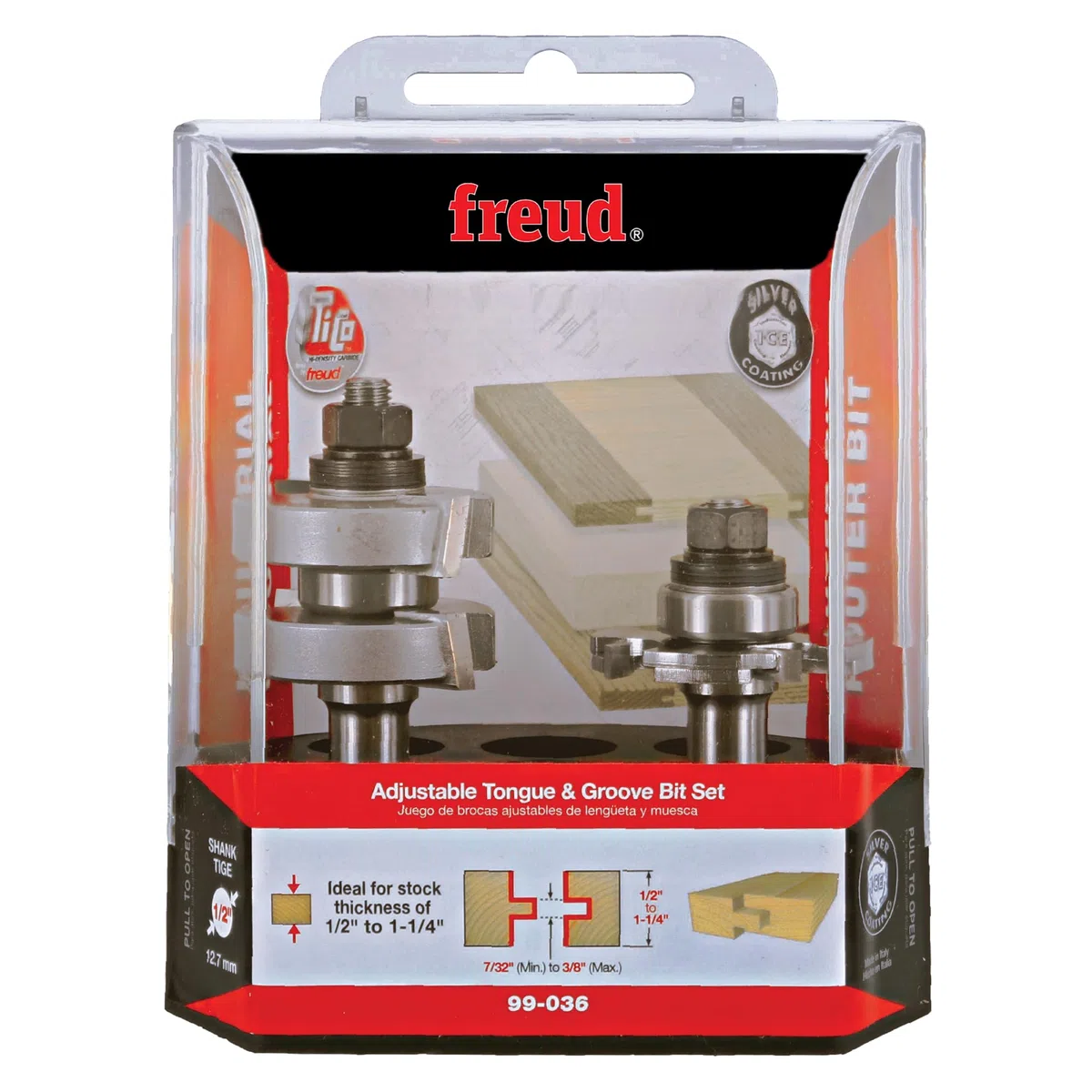 Freud Nut- und Feder-Bit-Set mit 1,27 cm Schaft (99-036)