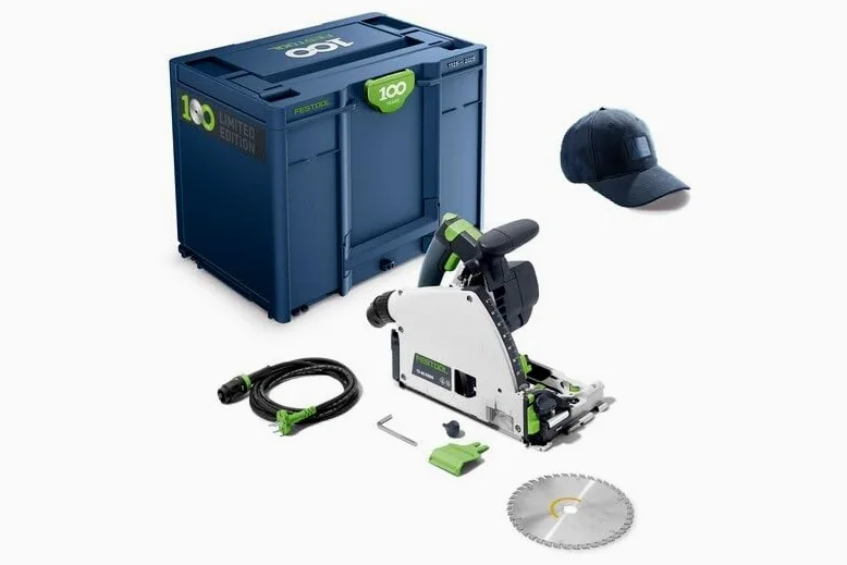Festool Tauchsäge TS 60 KEBQ-Plus 100Y Limited Edition | Limited Edition mit Führungsschiene FS 1400/2, 100 Jahre Systainer, Wood Fine Cut Sägeblatt & FSK Kappschiene kompatibel