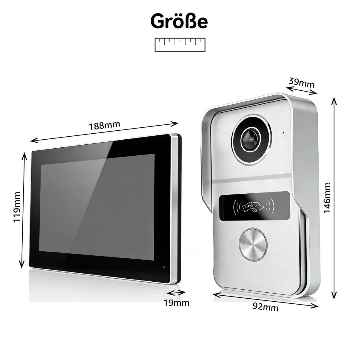 1080p Video Türsprechanlage mit Türöffner für Einfamilienhäuser mit 2- Monitoren,Nachtsicht, Zwei-Wege-Audio, Bewegungserkennung, Entsperren, Aufzeichnen, Überwachen