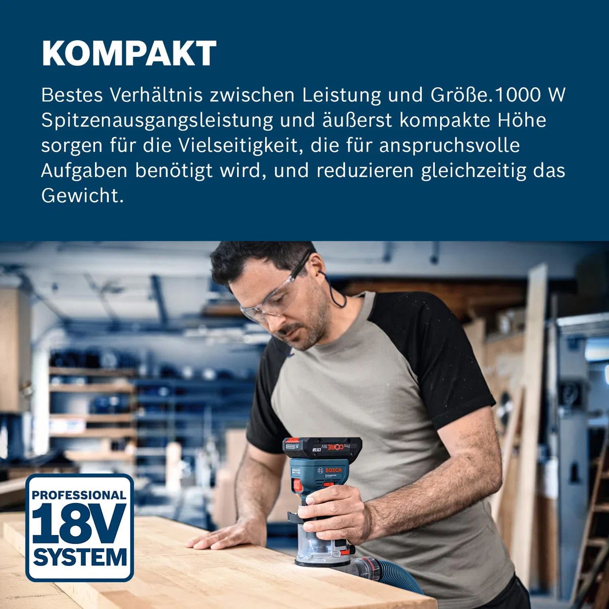 Bosch Professional 18V System Akku-Kantenfräse GKF 18V-8 (inkl. Parallelanschlag, 2x Saugadapter zum Fräsen, Spanschutz, 8-mm-Spannzange, Spannschlüssel, L-BOXX ohne Akku/Ladegerät)