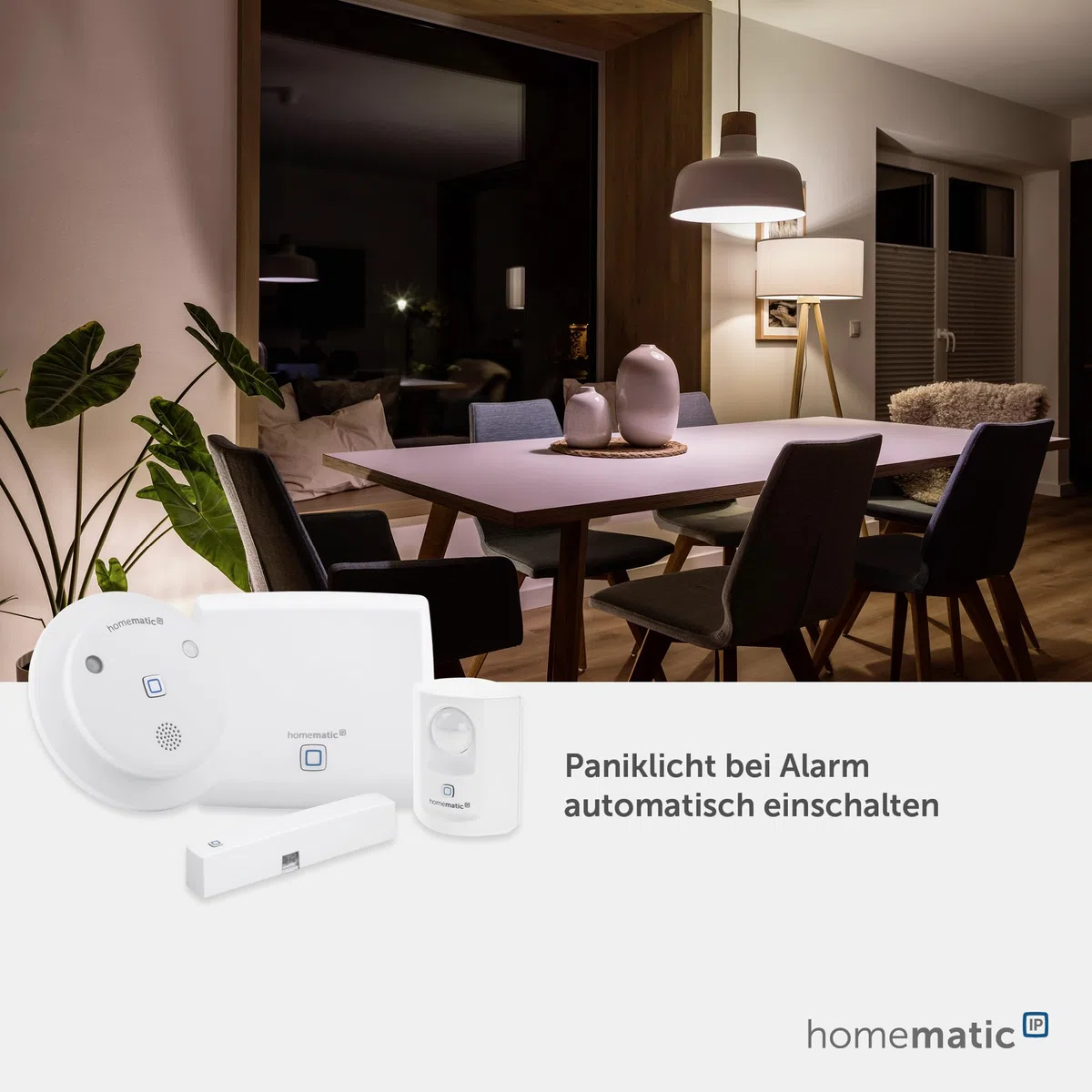 Homematic IP Starter Set Alarm, Smart Home, digitaler Fenstersensor, Bewegungsmelder, Funk-Innensirene mit App-Funktion warnt hörbar, sichtbar, per Push-Nachricht, smarte Alarmlösung, 153348A0