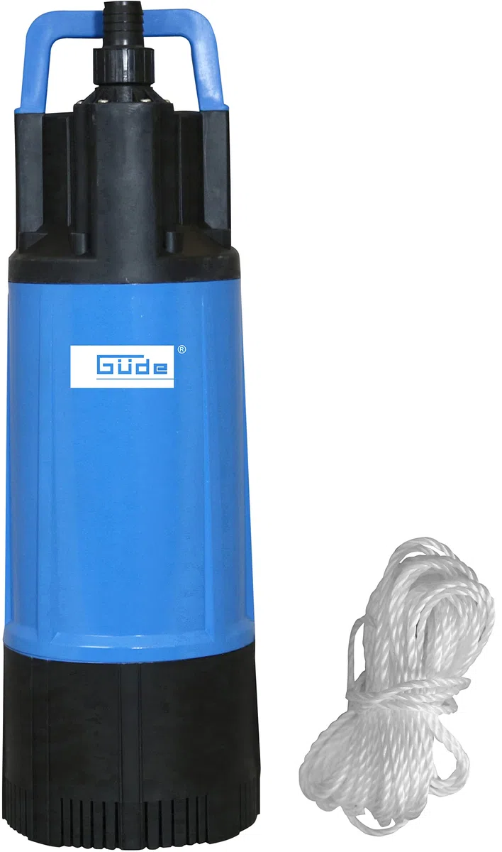 Güde Drucktauchpumpe GDT 1200 (1200 W, Fördervolumen: 6000 l/h, max. Förderhöhe: 40 m, max. Eintauchtiefe: 12 m, 4 Laufräder aus Noryl, Edelstahlwelle, integriertes Rückschlagventil, 15m Nylon Seil)
