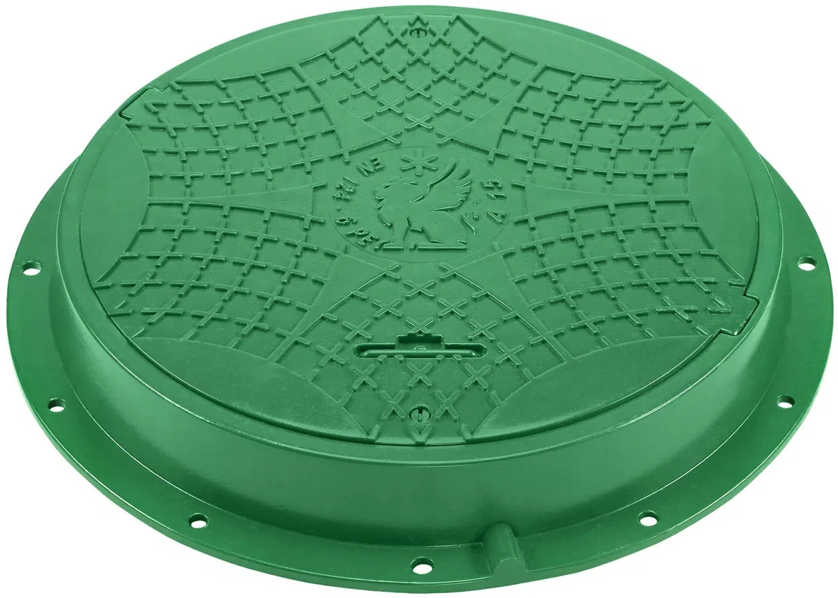 BABYLONPLAST Schachtabdeckung, Schachtdeckel DN600/800, 15kN - Hochbelastbarer Kunststoff Kanaldeckel, Ø 600/800mm, 1500 kg Belastung, mit Sicherungssystem, Frost- und Witterungsbeständig (Grün)